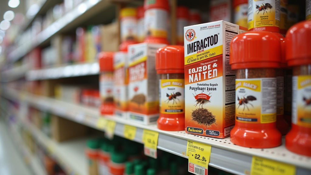 Close-up of pest control product packaging