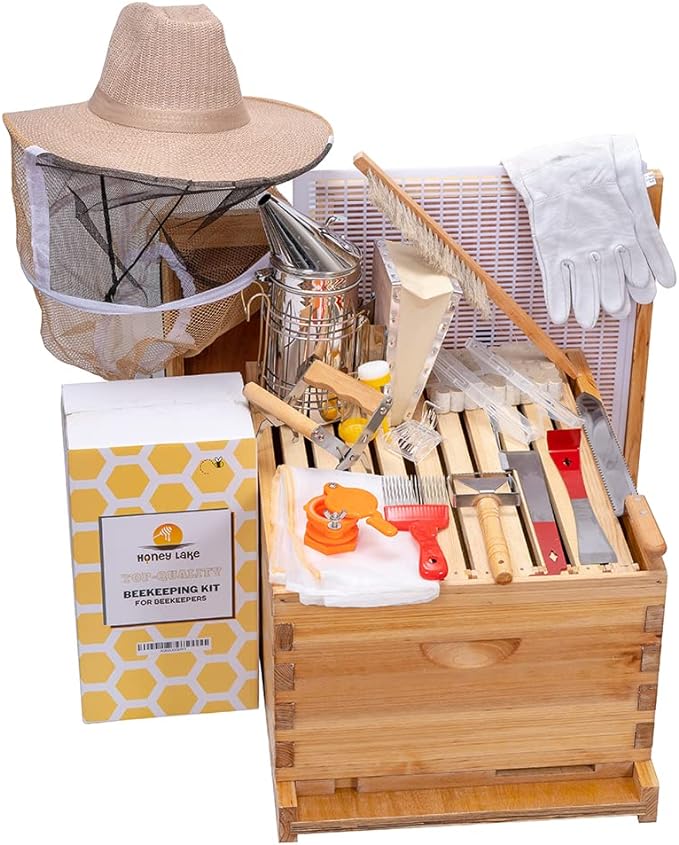 Honey Lake 10 Frame Beehive Starter Kit and Beekeeping Supplies Tool Kit